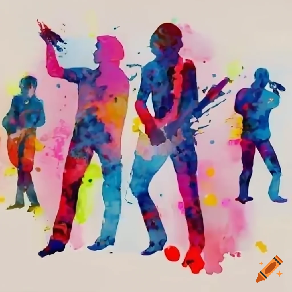 pop art style rock band performing live