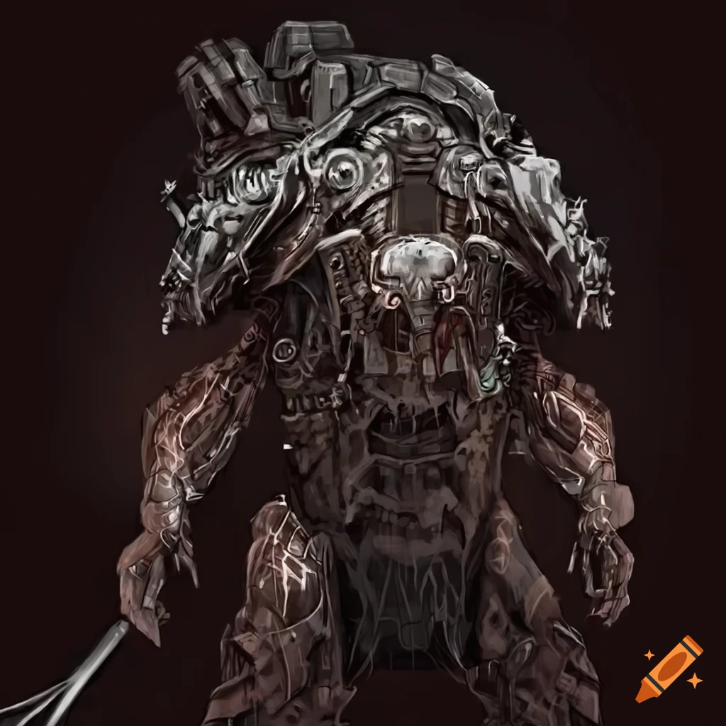 tribal cyborg warrior in a futuristic dystopian setting