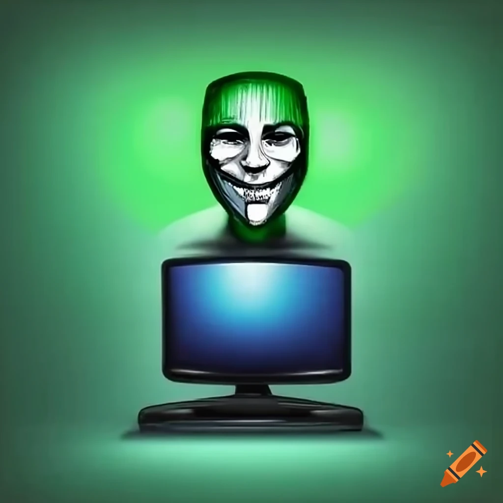 animated green hacker text on a TV screen