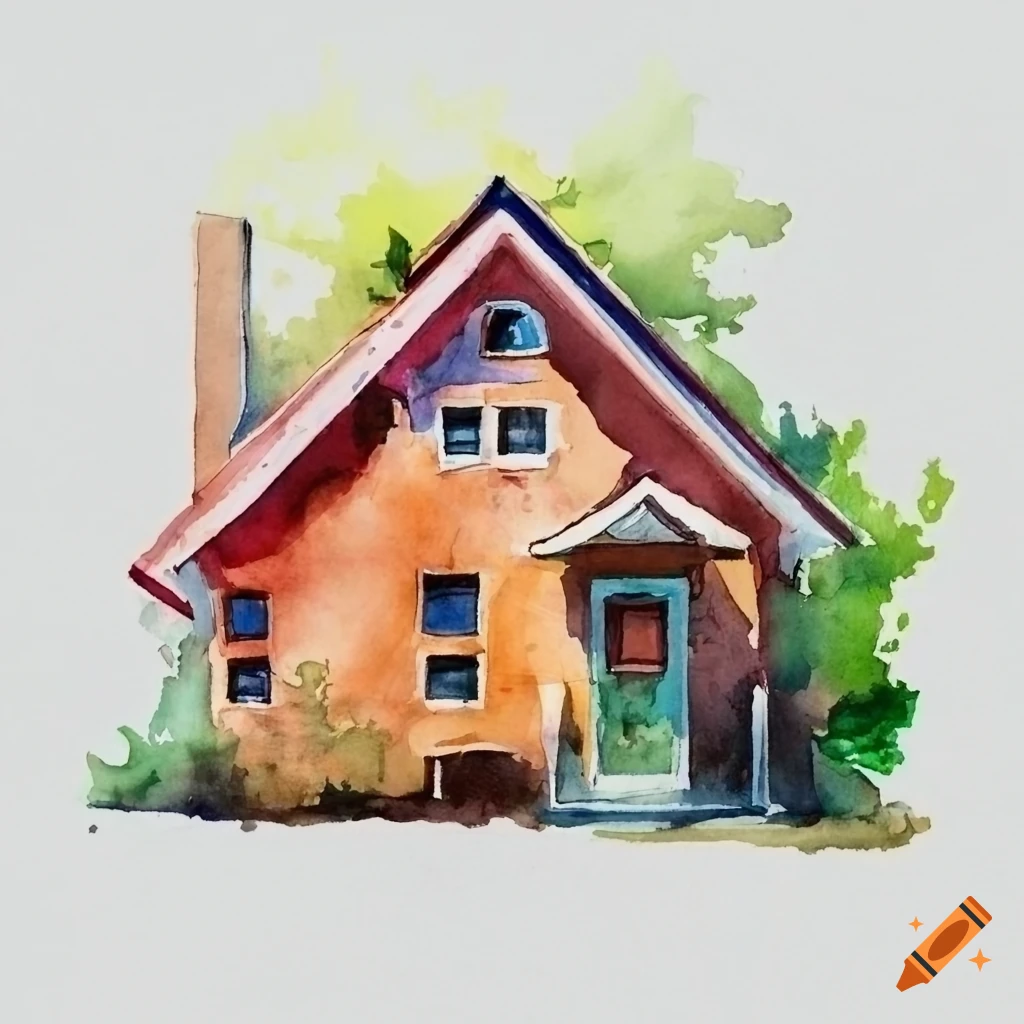 watercolor painting of a house