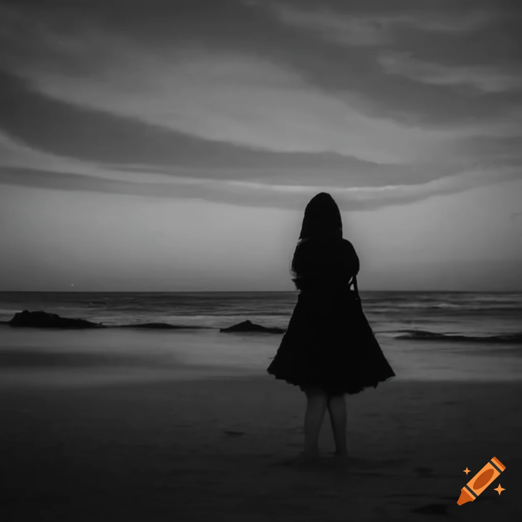 mujer mirando al mar de espaldas