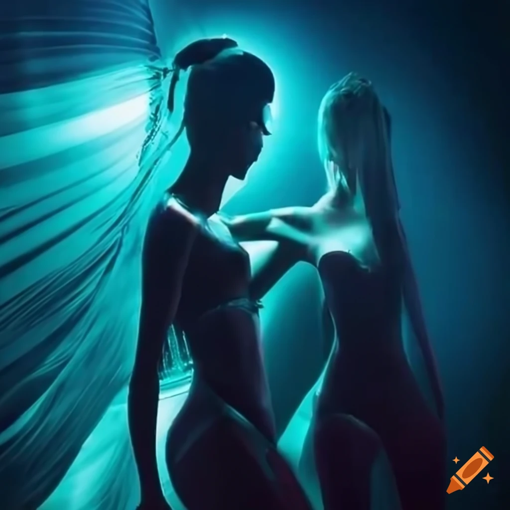 image of dynamic dancers in a futuristic nightclub