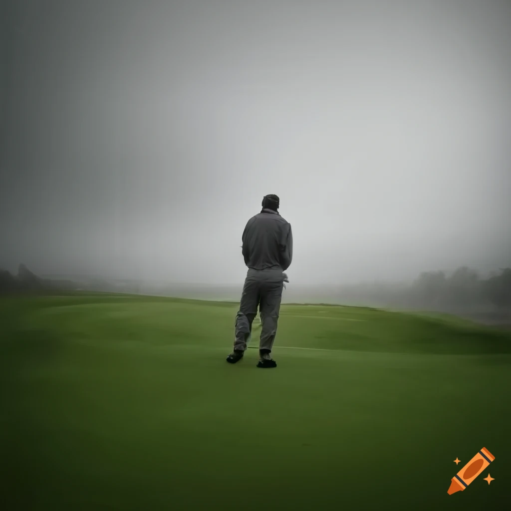 stormy day at a deserted golf course