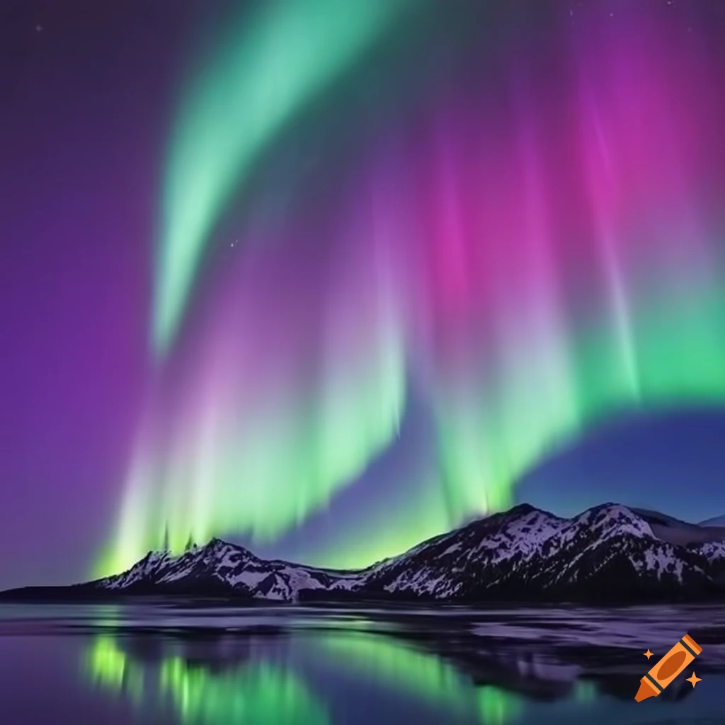 sakura petals falling under the northern lights