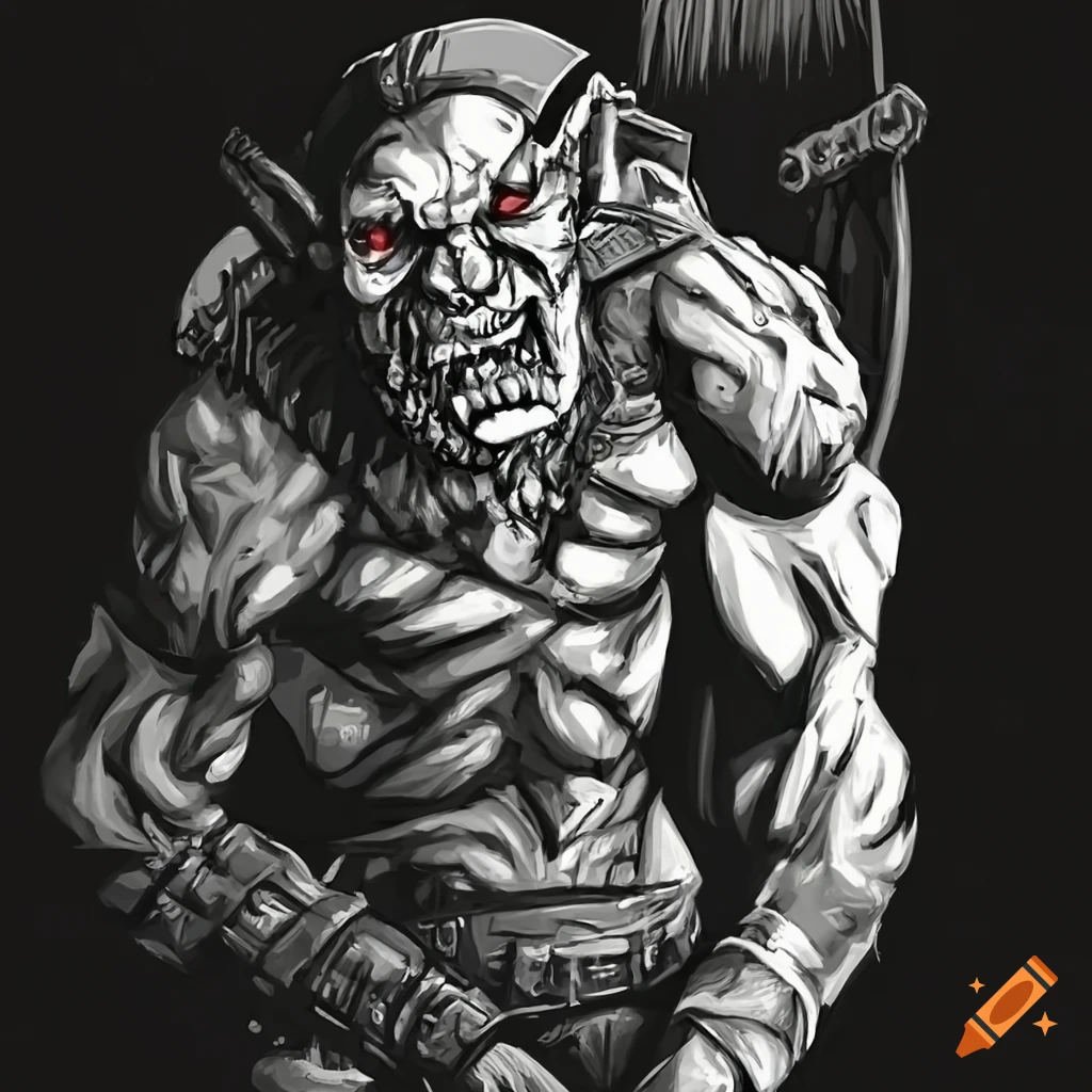 image of an orc warrior and a barbarian standing together