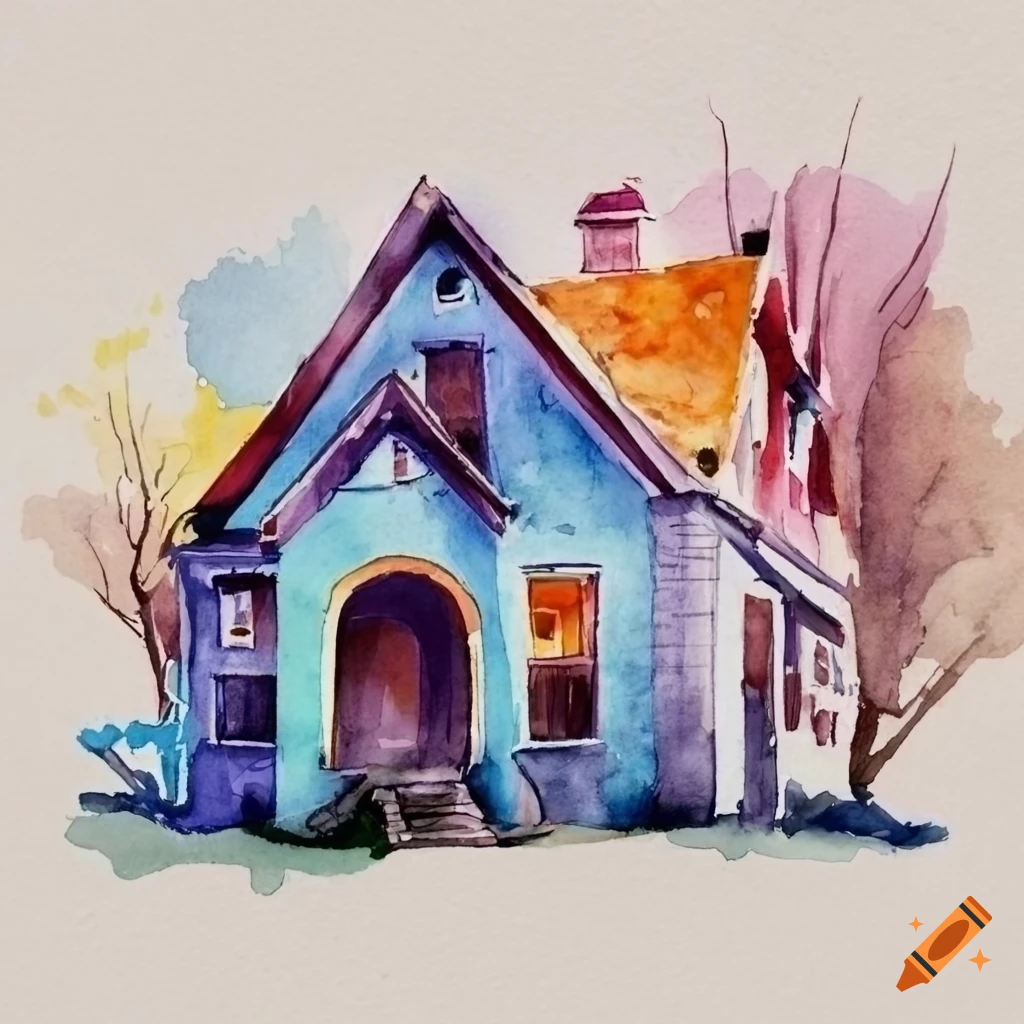 watercolor painting of a house