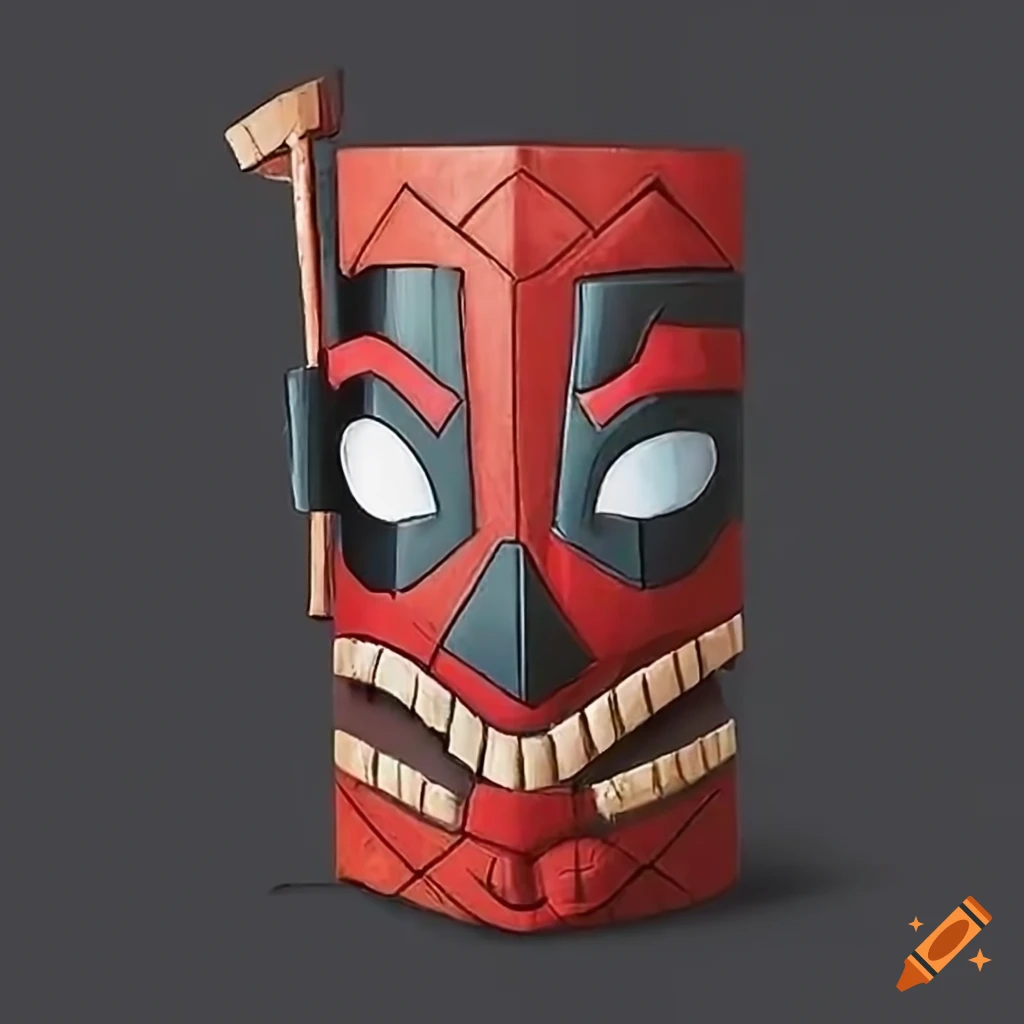 tiki-style Deadpool totem