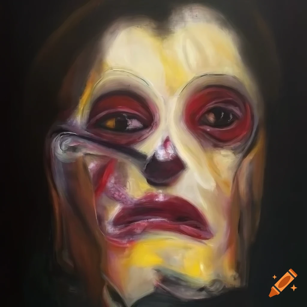 dark artwork of a depressed woman in Francis Bacon style