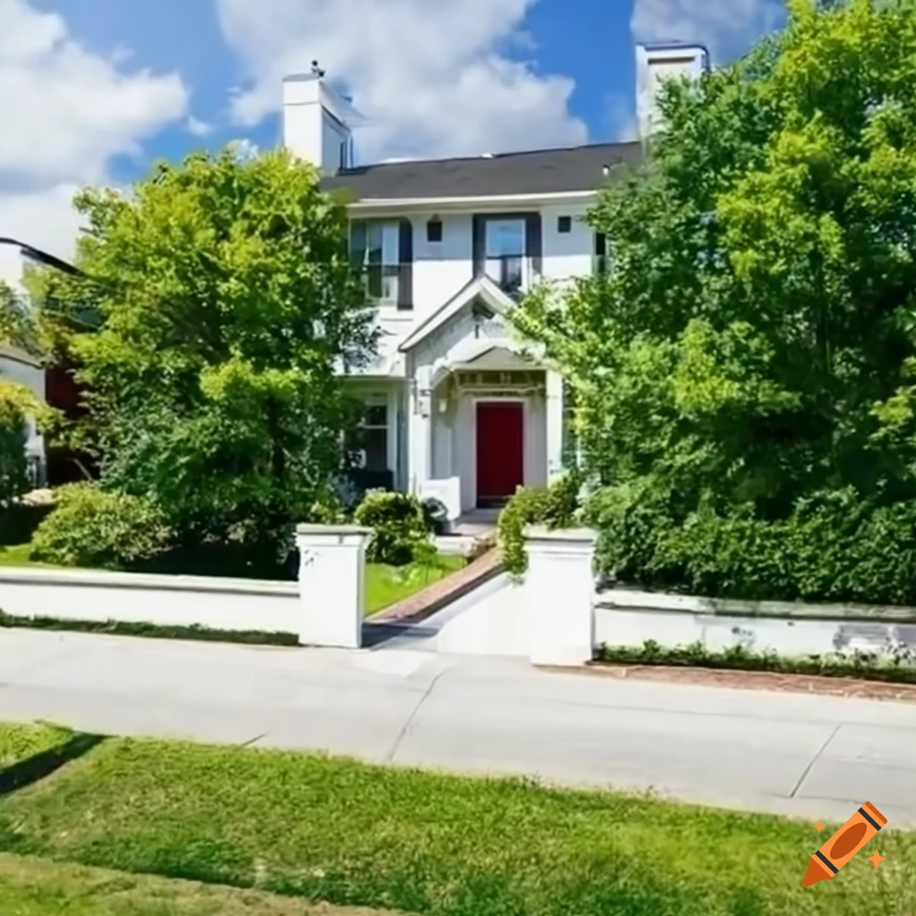 picture of a beautiful clean neighborhood with white houses