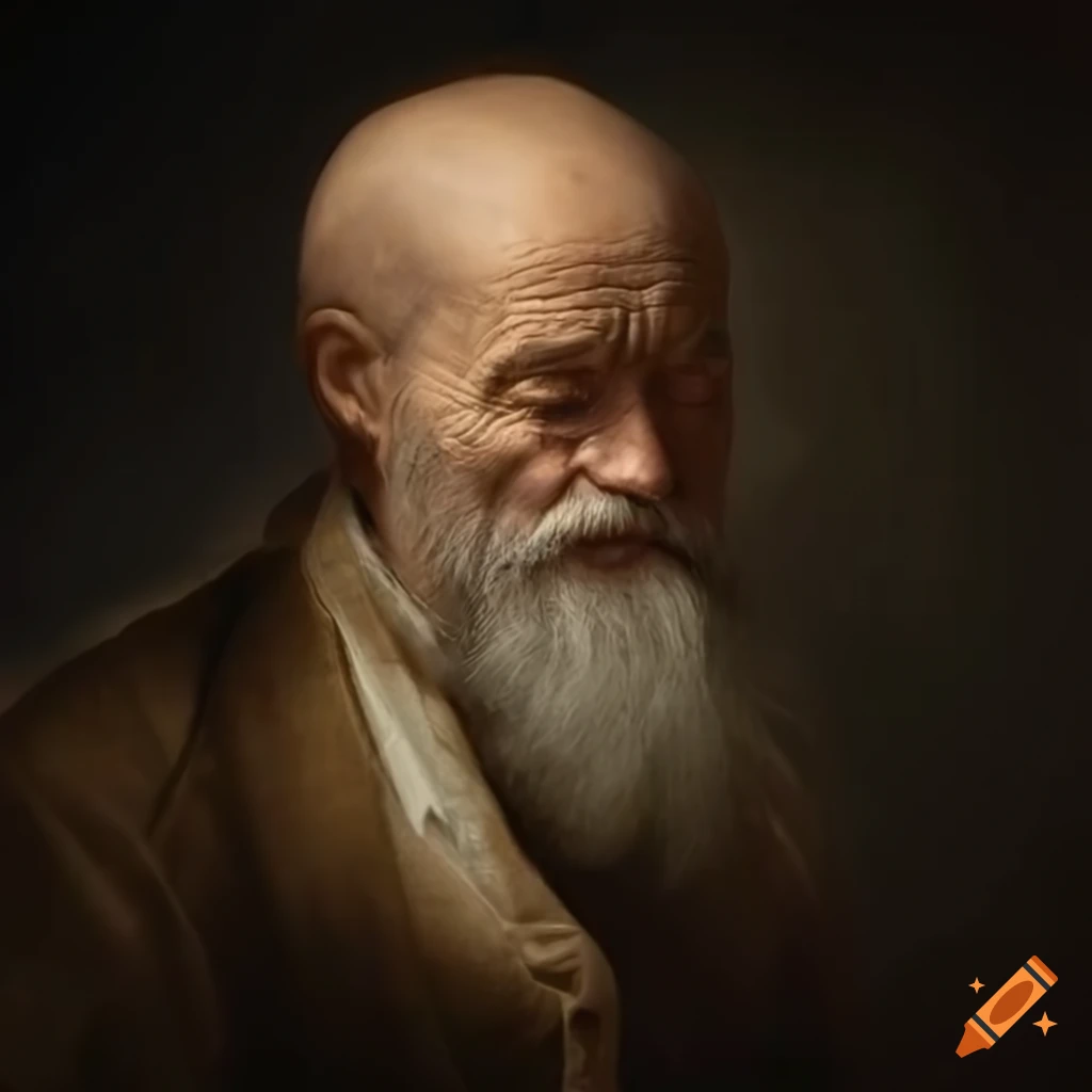 matte portrait of a disappointed old man