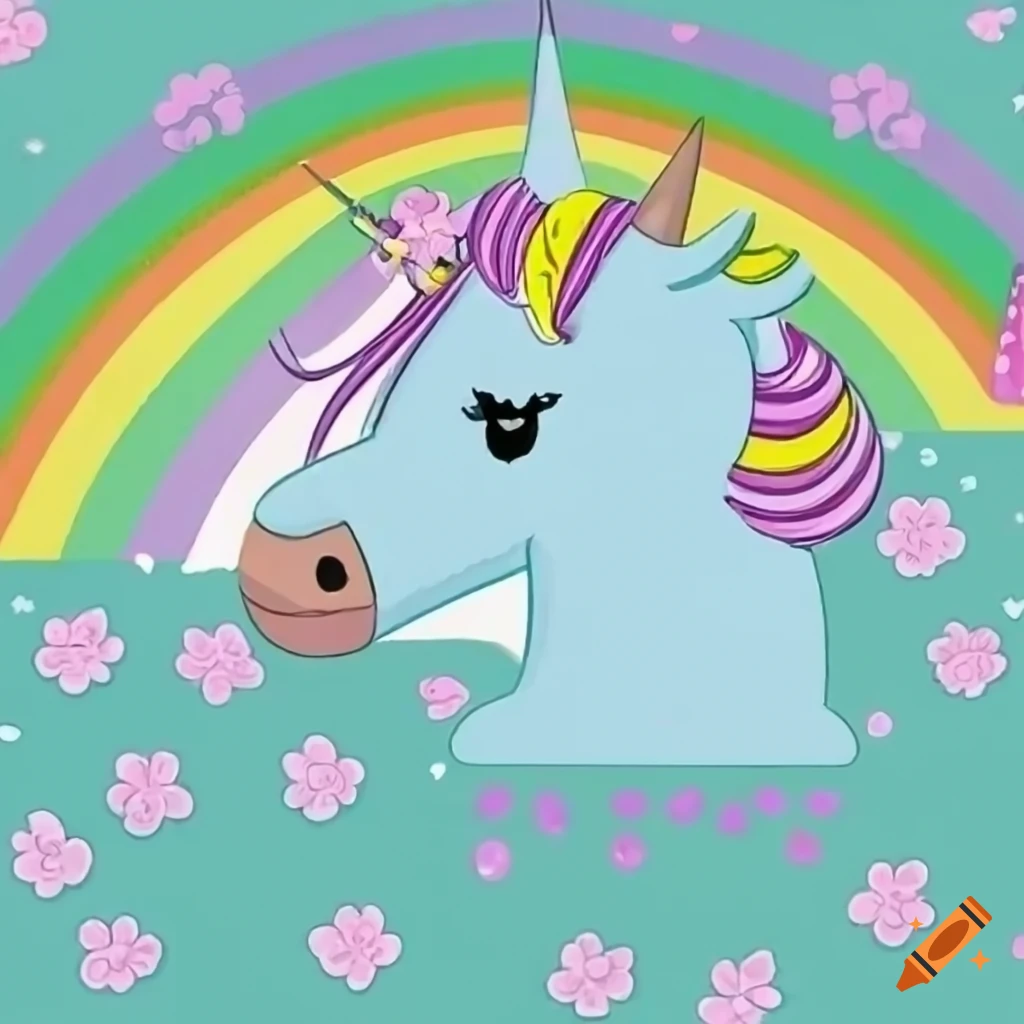 birthday card with unicorns and rainbows