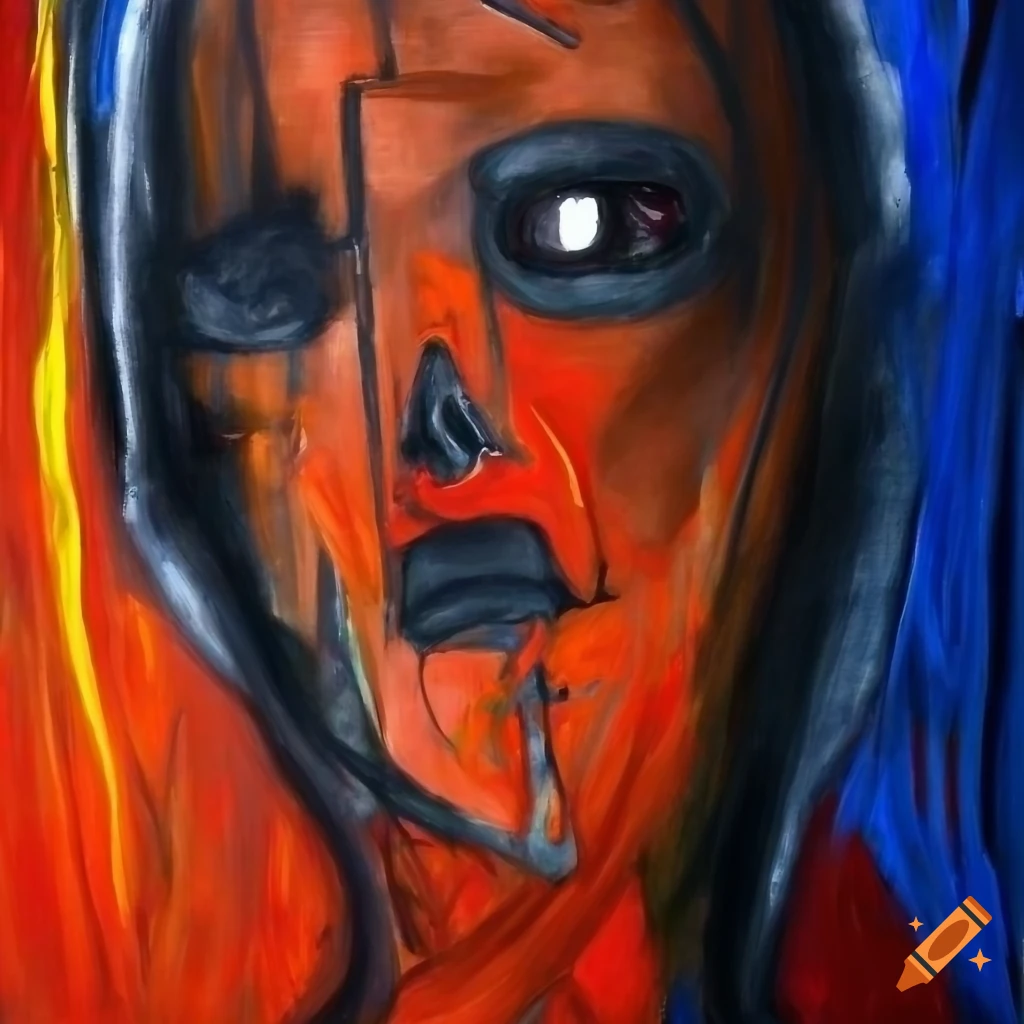 dark painting of a depressed woman in Francis Bacon style