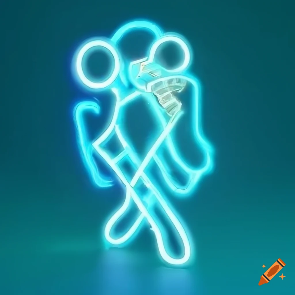 neon letter H in vibrant colors