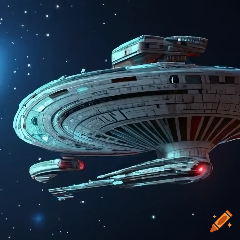 vintage cartoon artwork of a starship in a galaxy