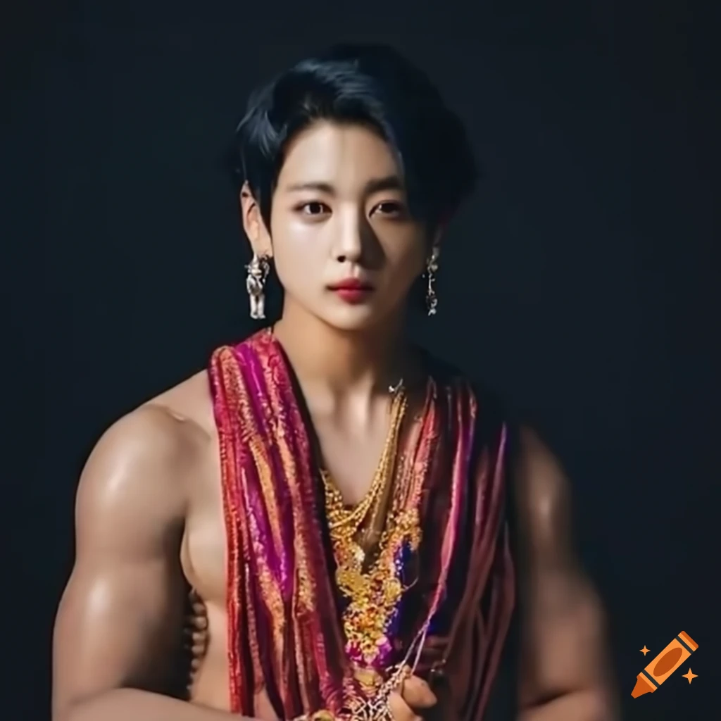 Jungkook from BTS in South Indian men attire
