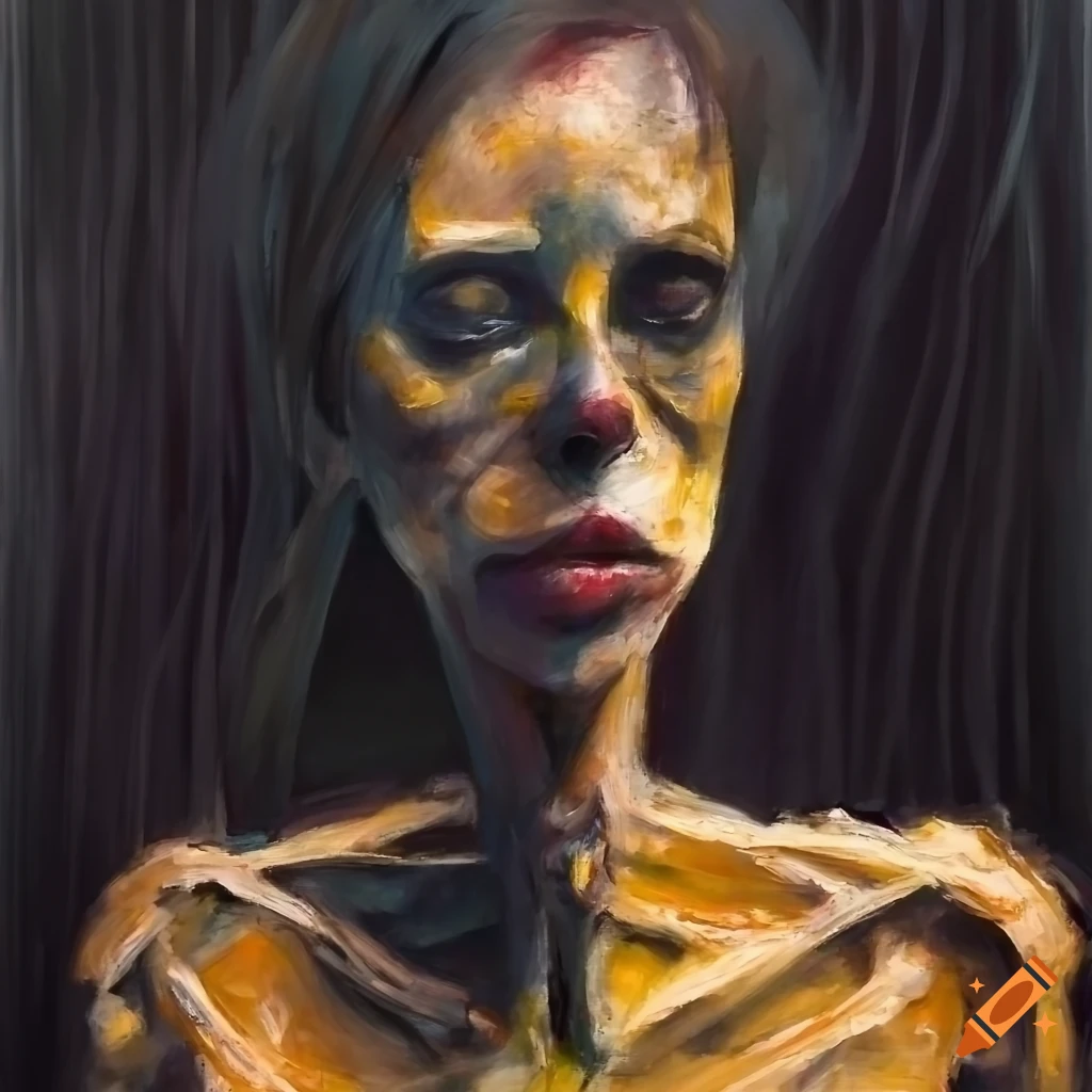 dark painting of a depressed woman