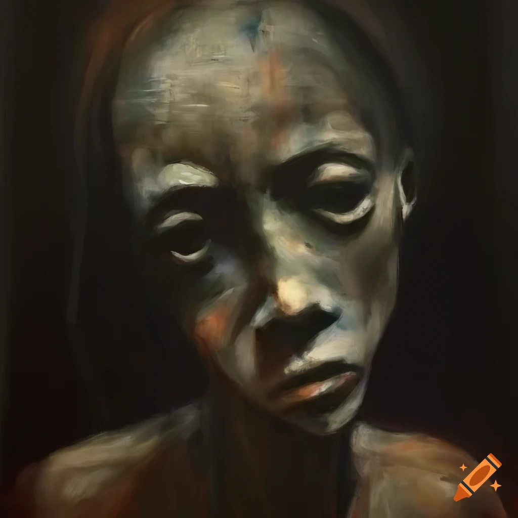 dark painting of a depressed woman