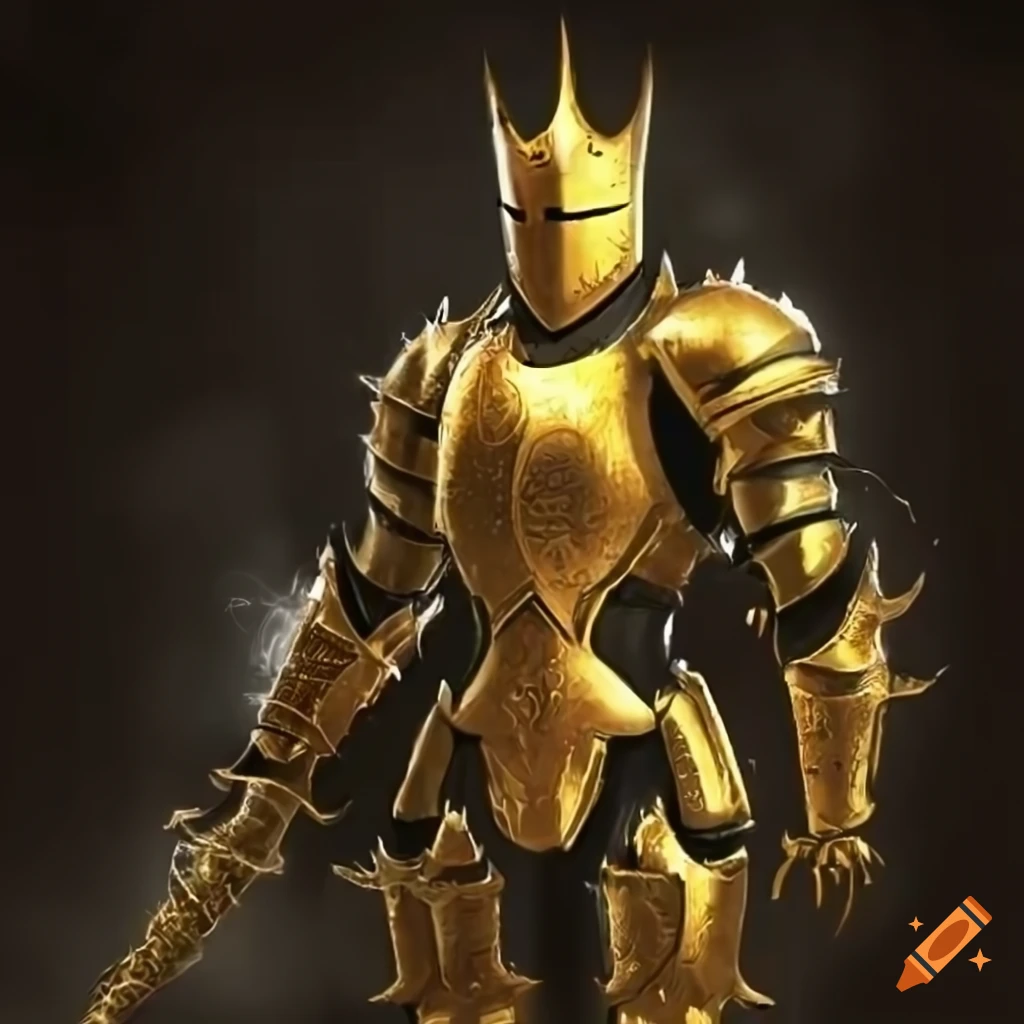 Golden Knight in a mysterious forest