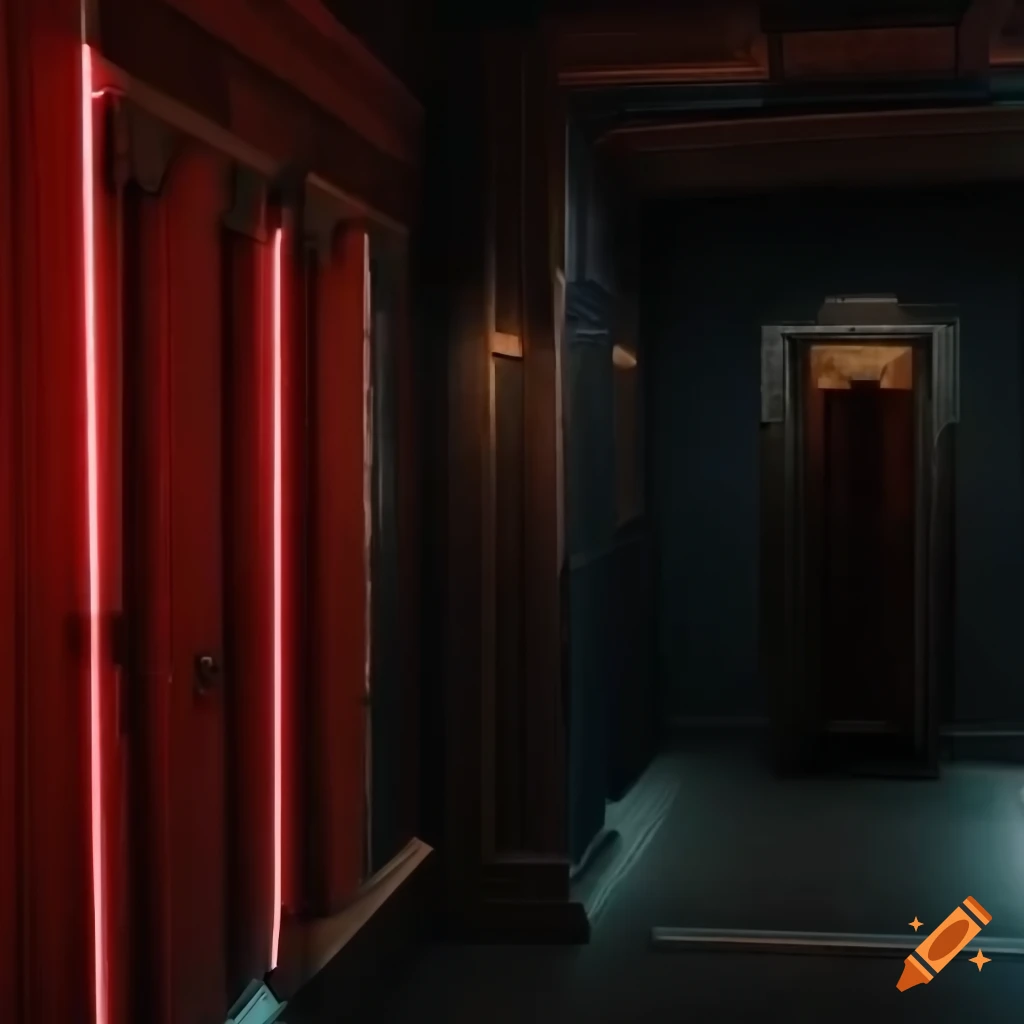 corridor with Star Wars theme and red lights