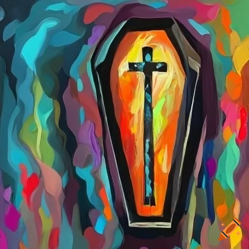 icon of a black coffin with a cross