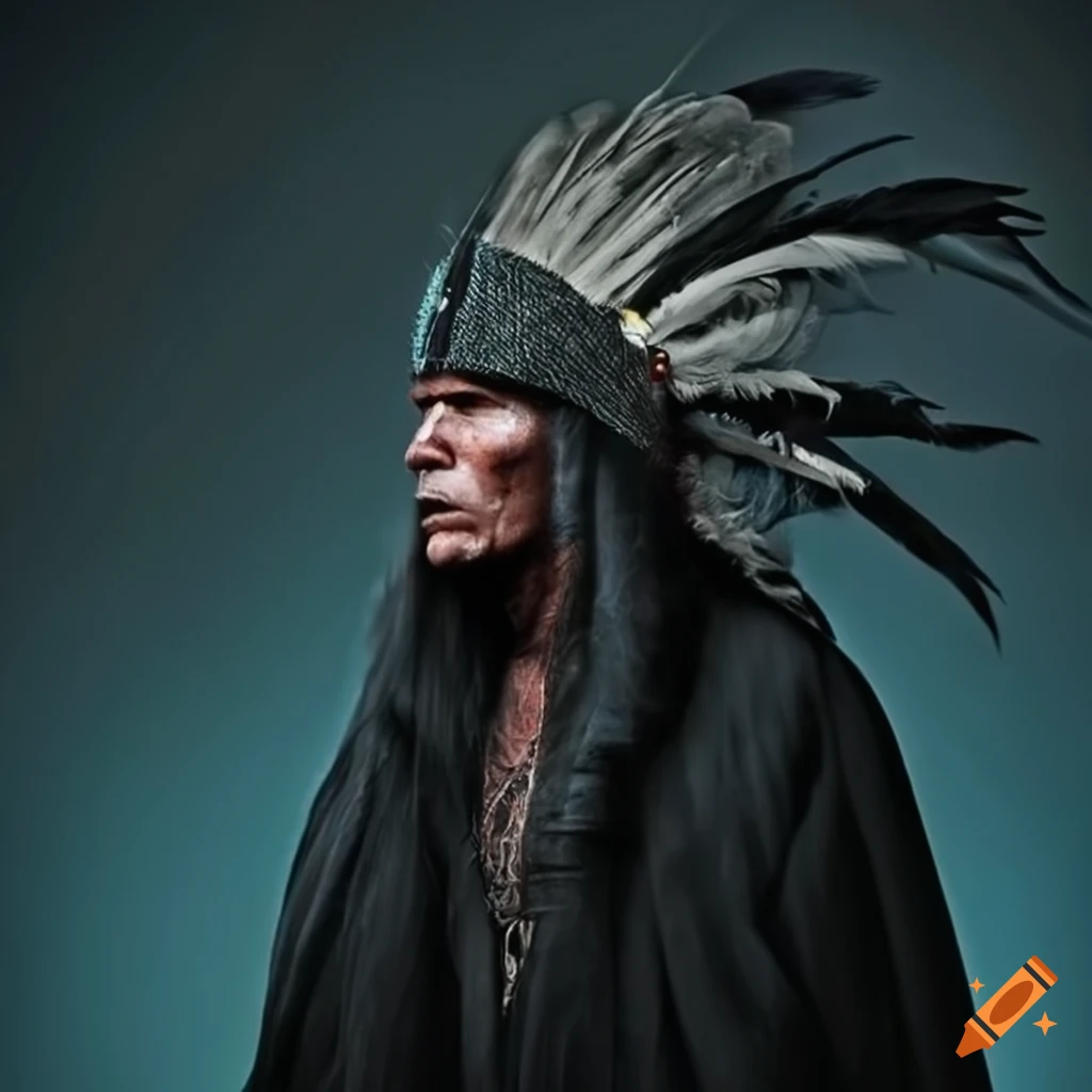 photo of indigenous wise man in traditional headdress