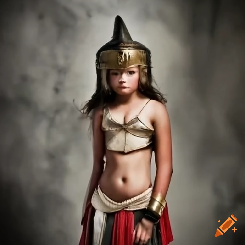 12-year-old girl portraying a gladiator