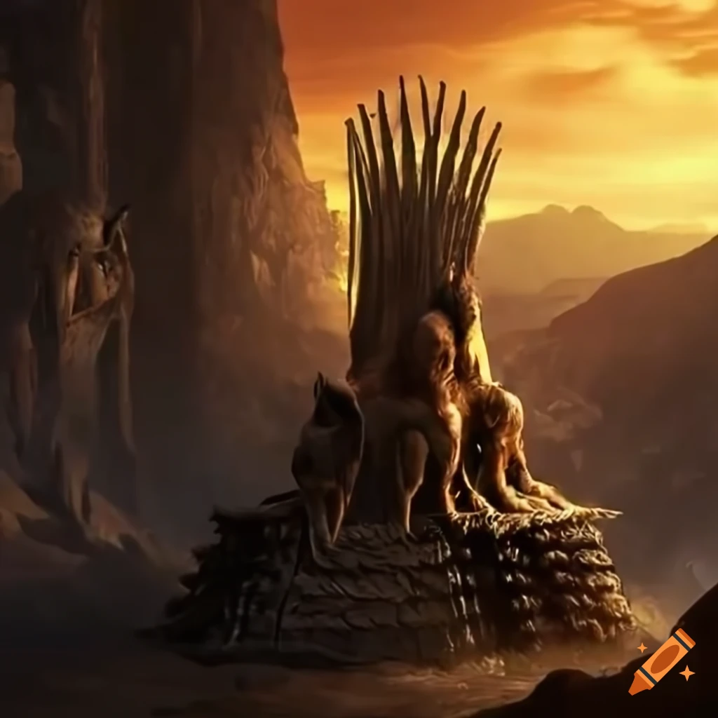 virtual environment with a lion on the iron throne