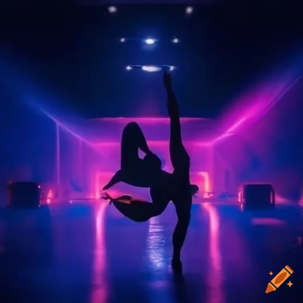 image of dynamic dancers in a futuristic nightclub