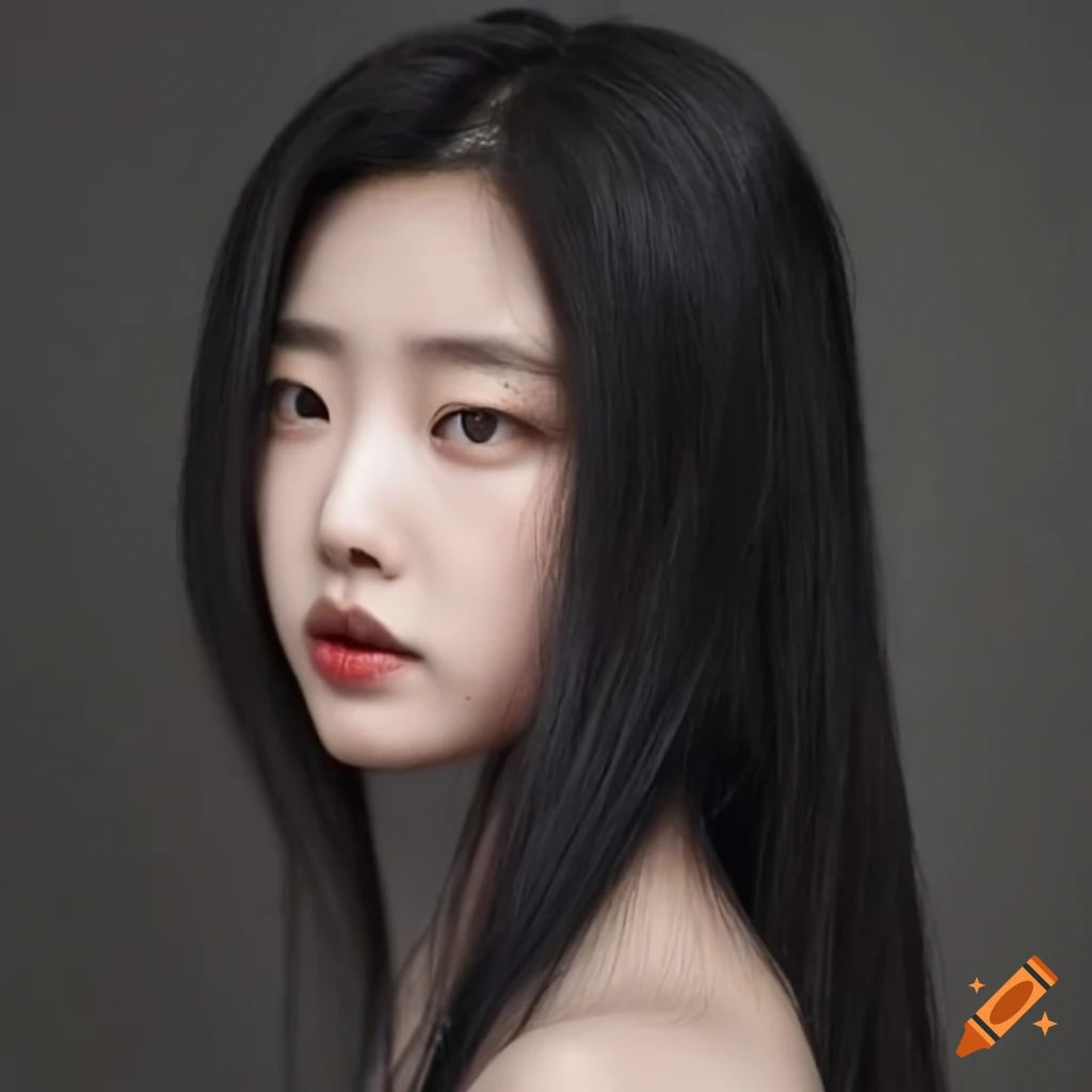 portrait of a young Korean woman with long black hair