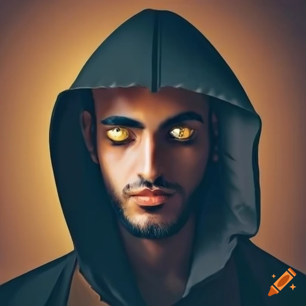 portrait of an elegant arabic man with golden eyes