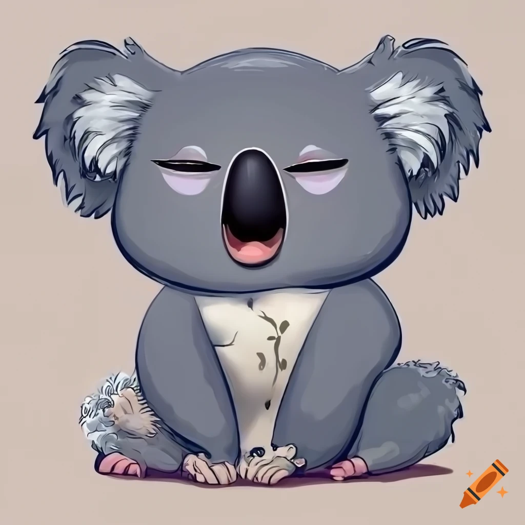 cartoon drawing of a sleeping koala