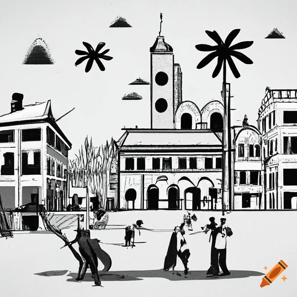 image of a colonial town in turmoil