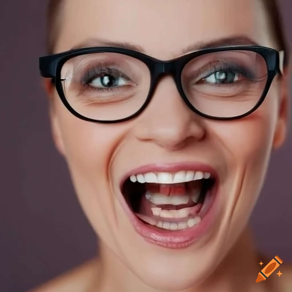 woman with glasses smiling