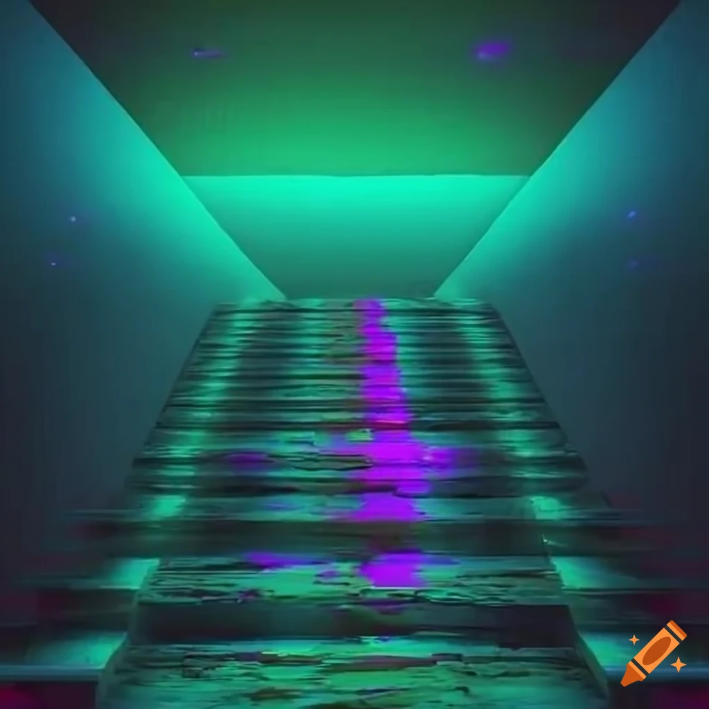 neon-colored staircase under the sea