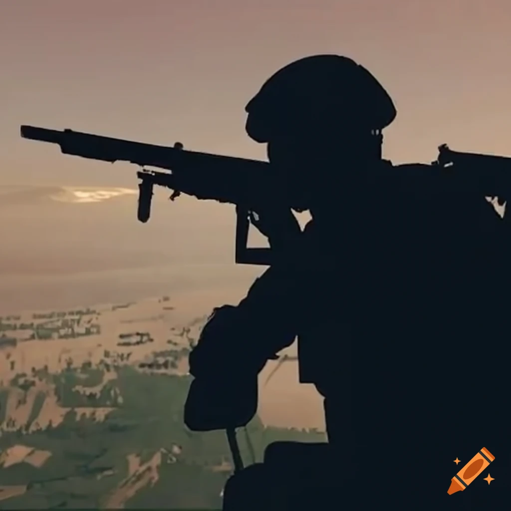 soldier shooting from a helicopter