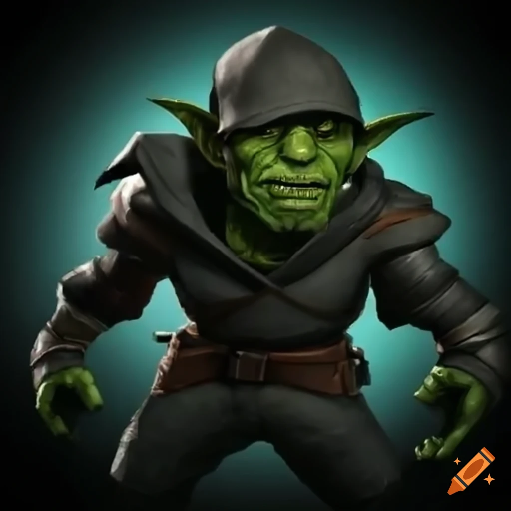 illustration of a goblin rogue in the shadows