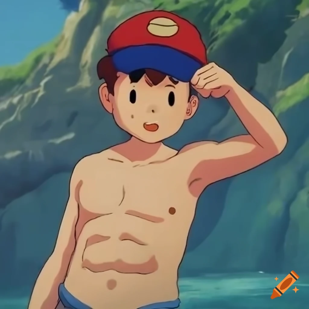 shirtless Ness character from Studio Ghibli