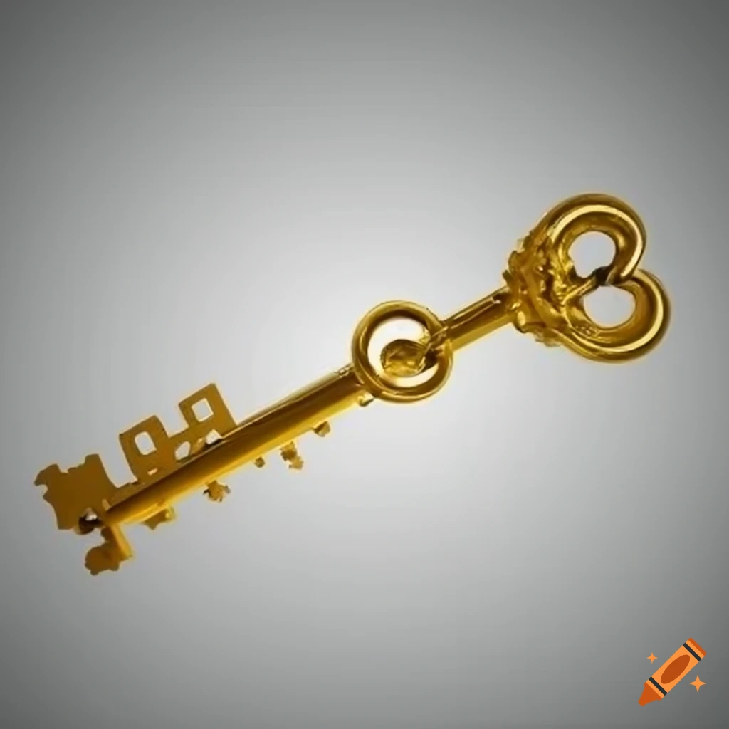 golden key on a plain white background