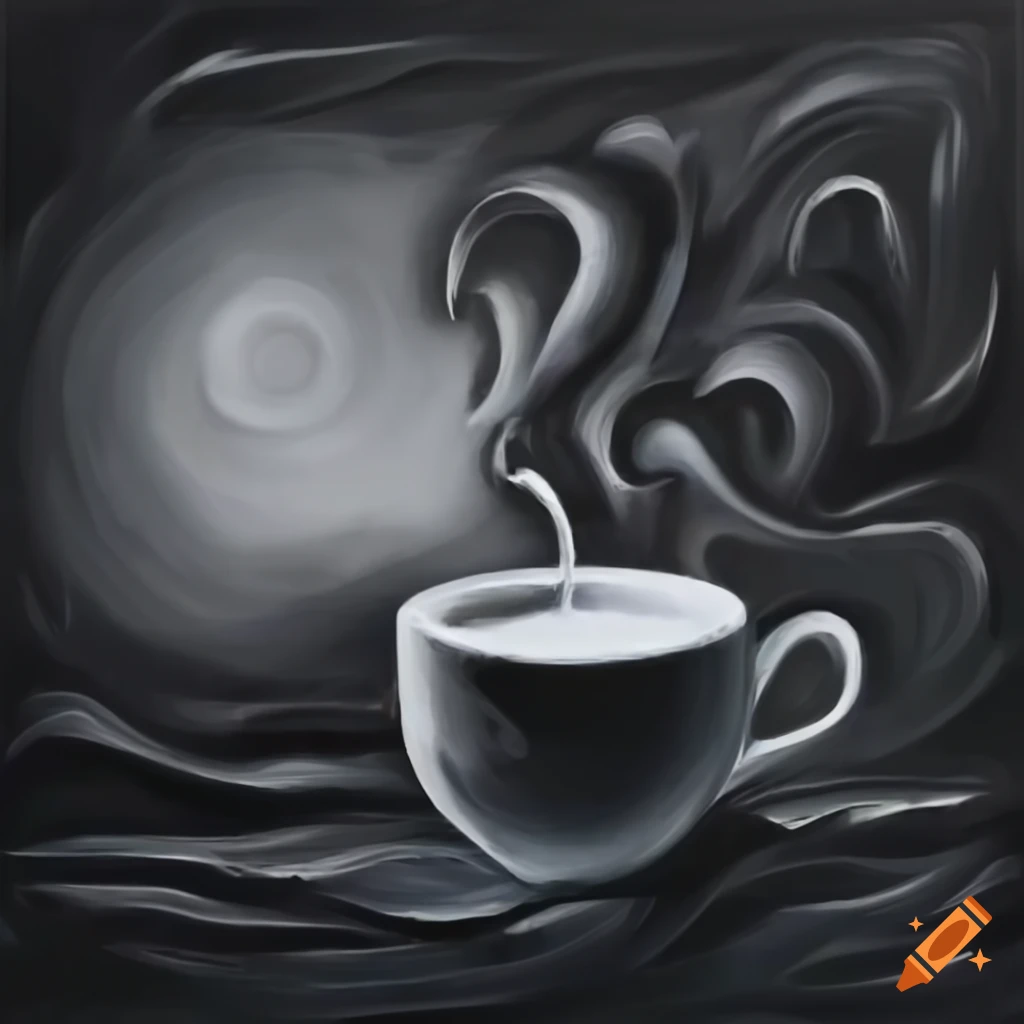 personified abyss drinking coffee