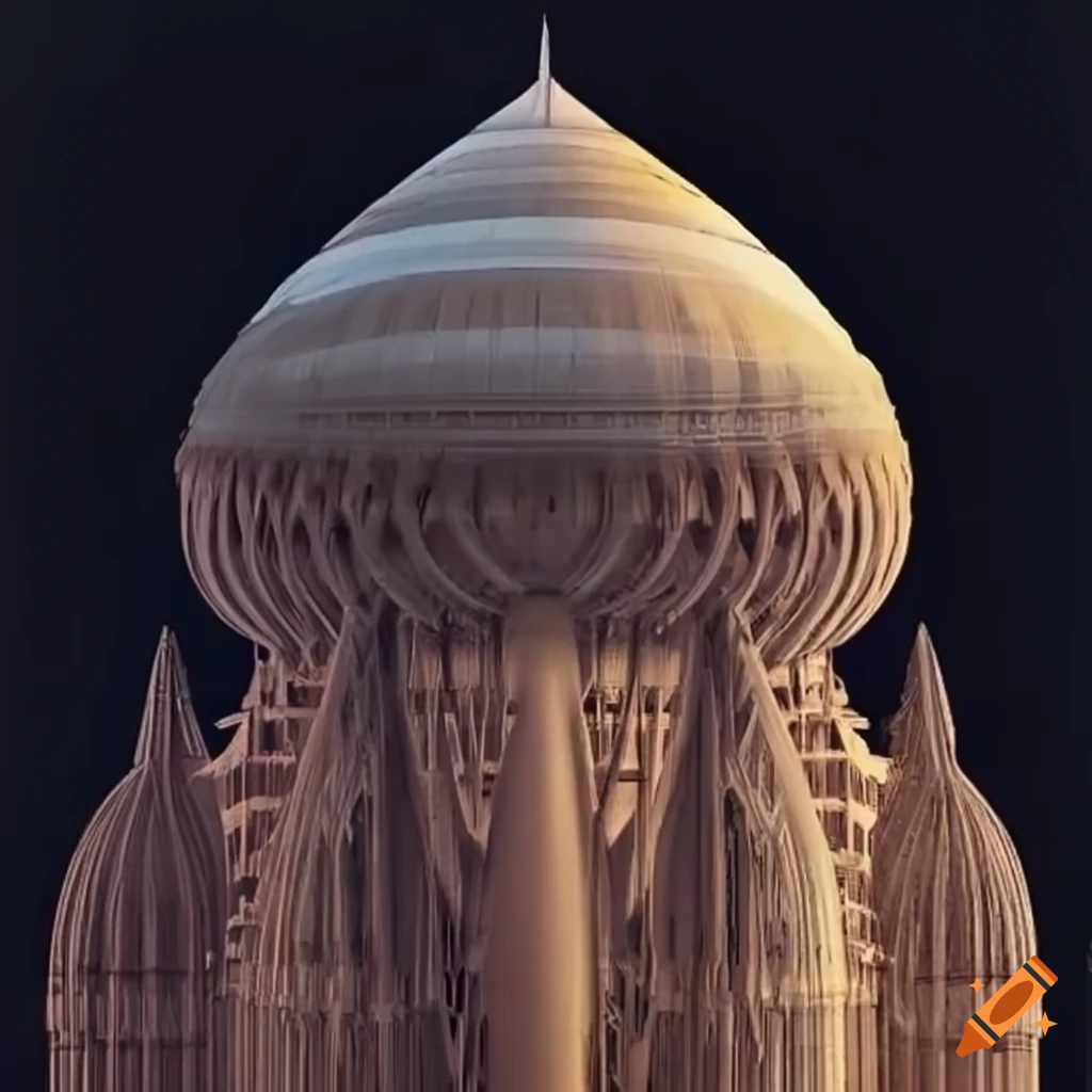 intricate skyscraper with onion dome tipped spires