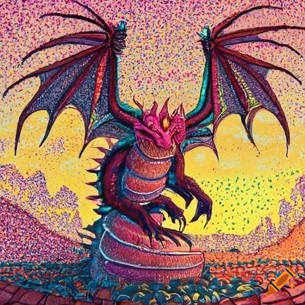 pointillism dragon centipede artwork