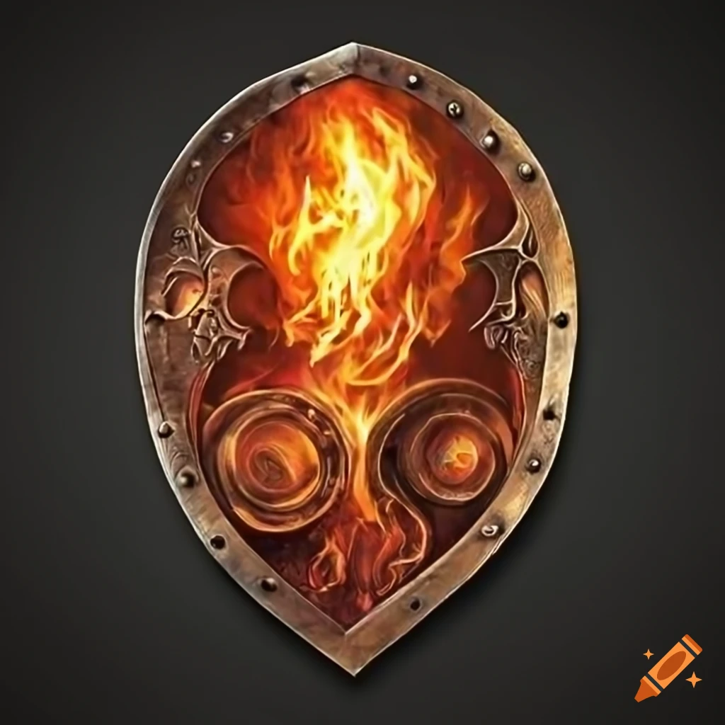 image of a fiery shield