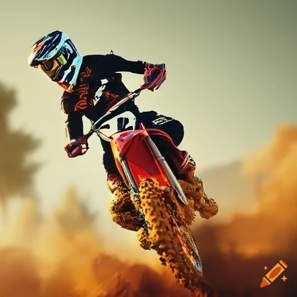 motocross rider starting amidst trees
