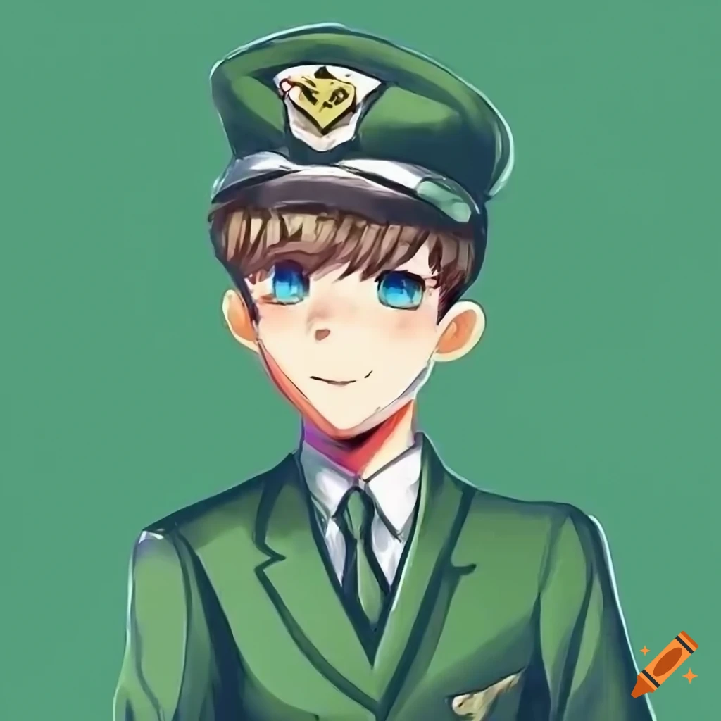 cartoon pilot profile picture in a cute green suit