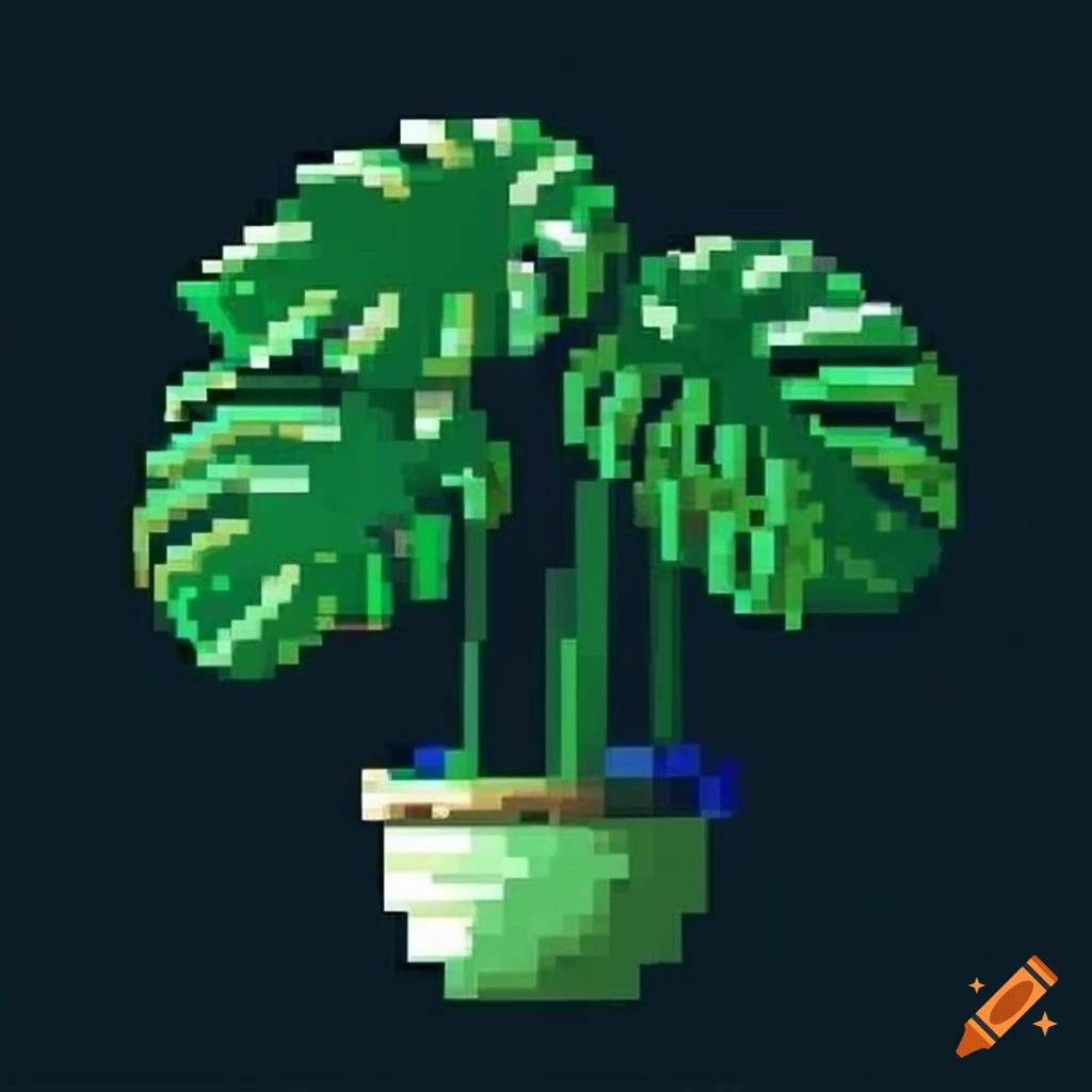 pixel art of a monstera plant