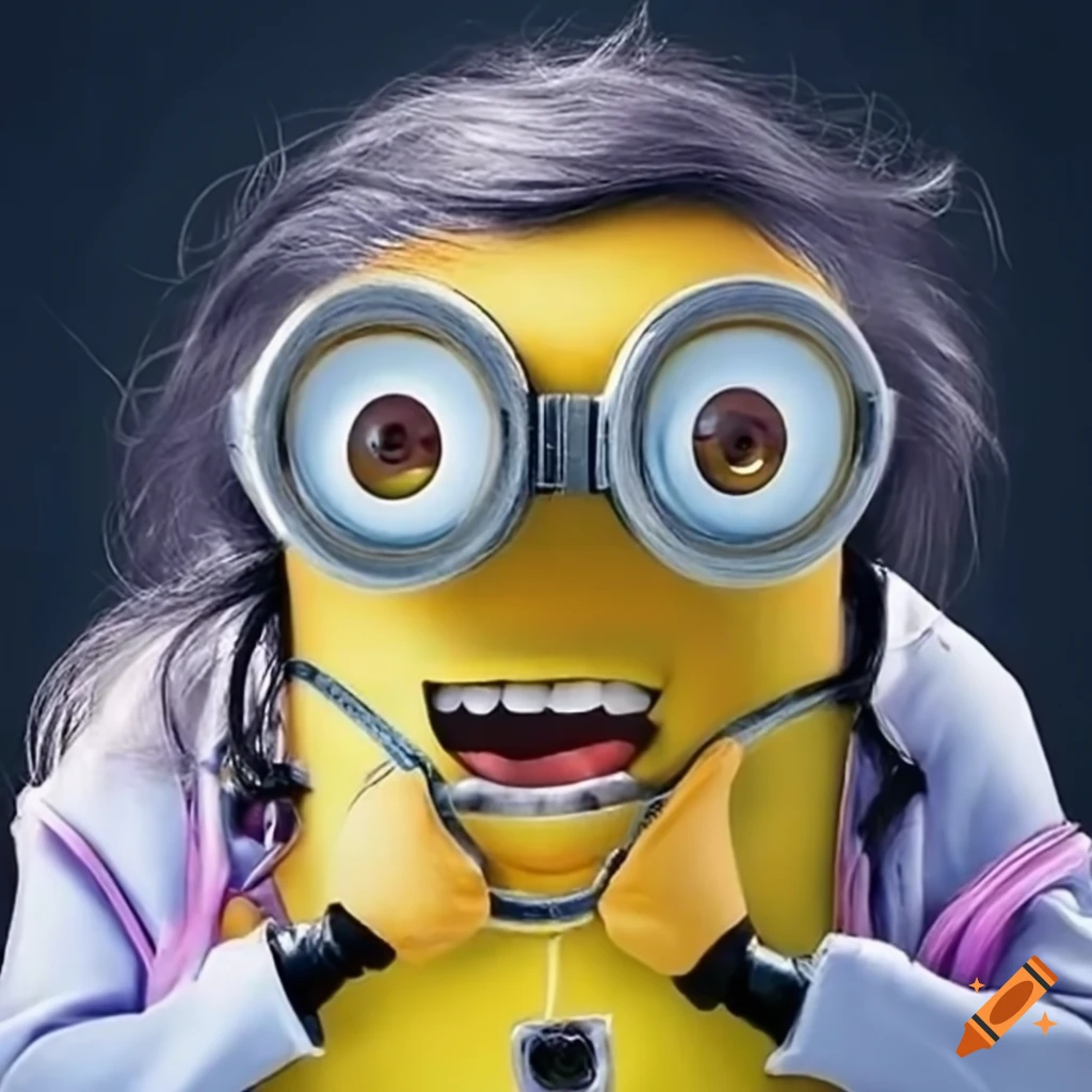 minion character with red hair and doctor's coat