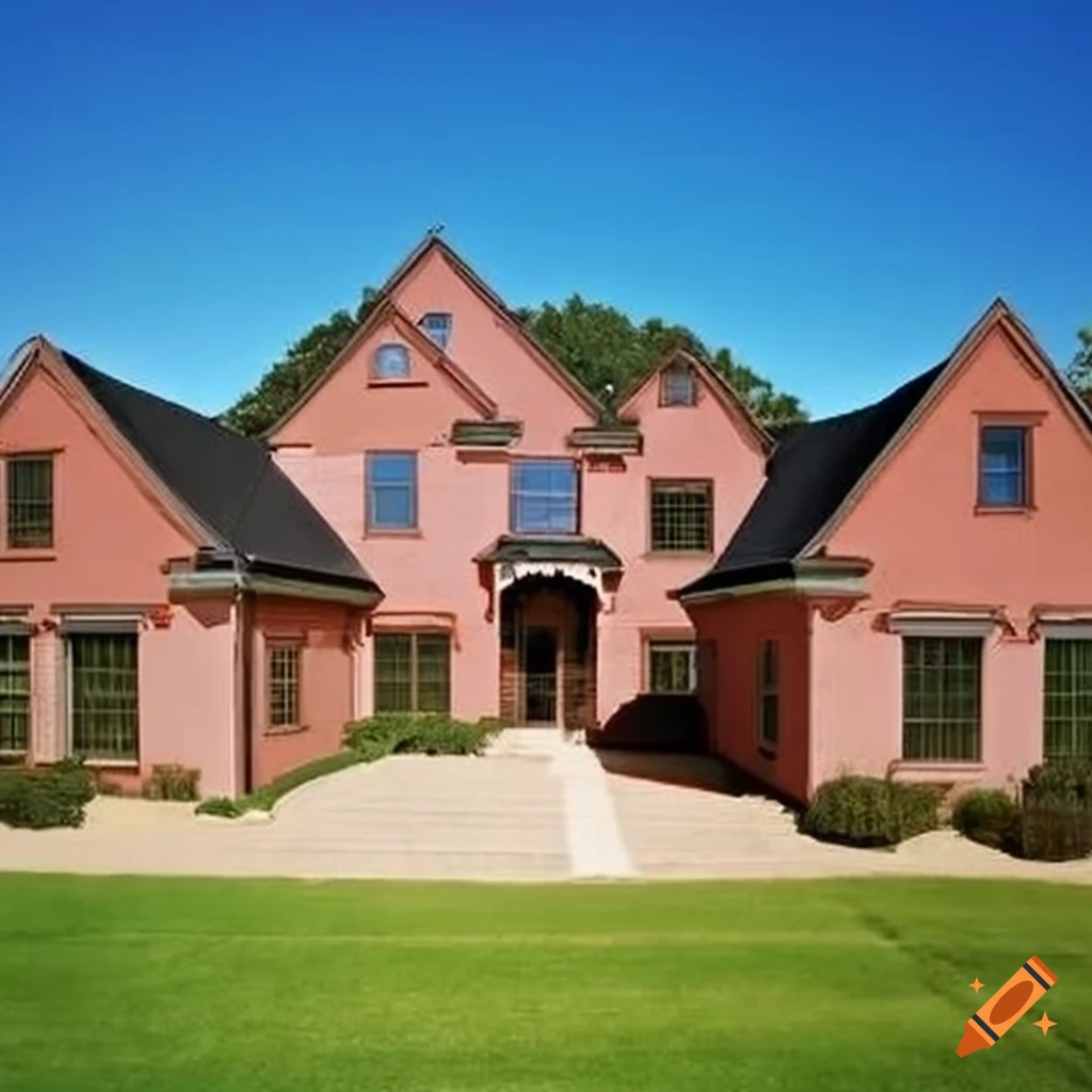 McMansion with multiple-peaked roofline