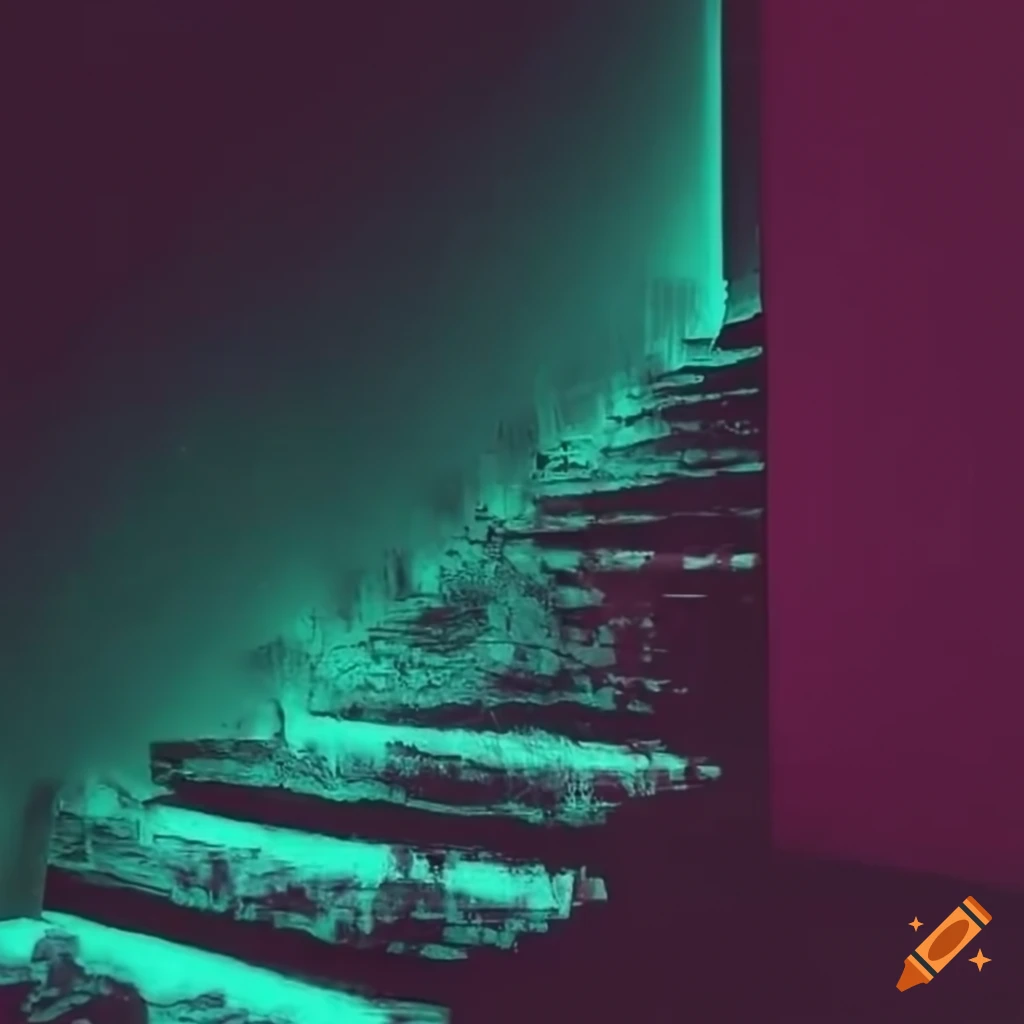 neon-colored staircase under the sea