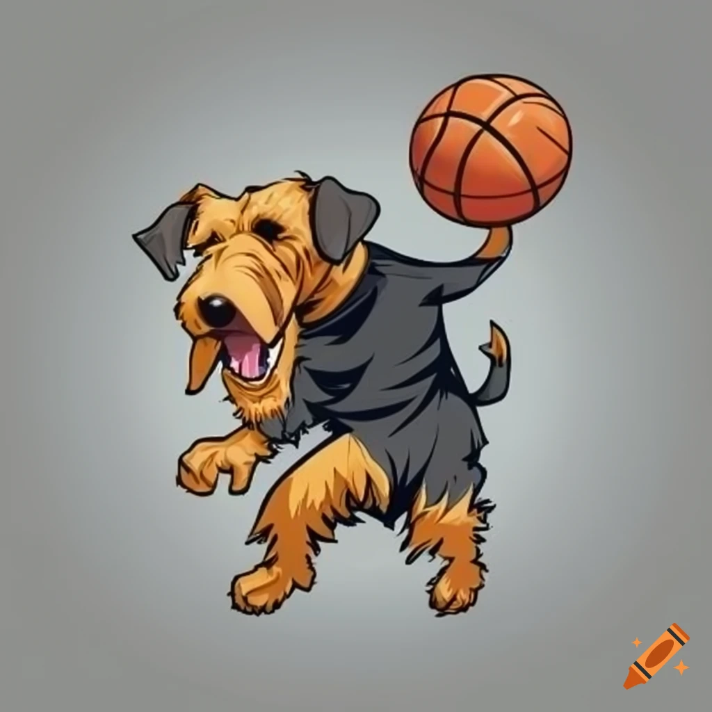 fantasy basketball team logo with Airedale Terrier