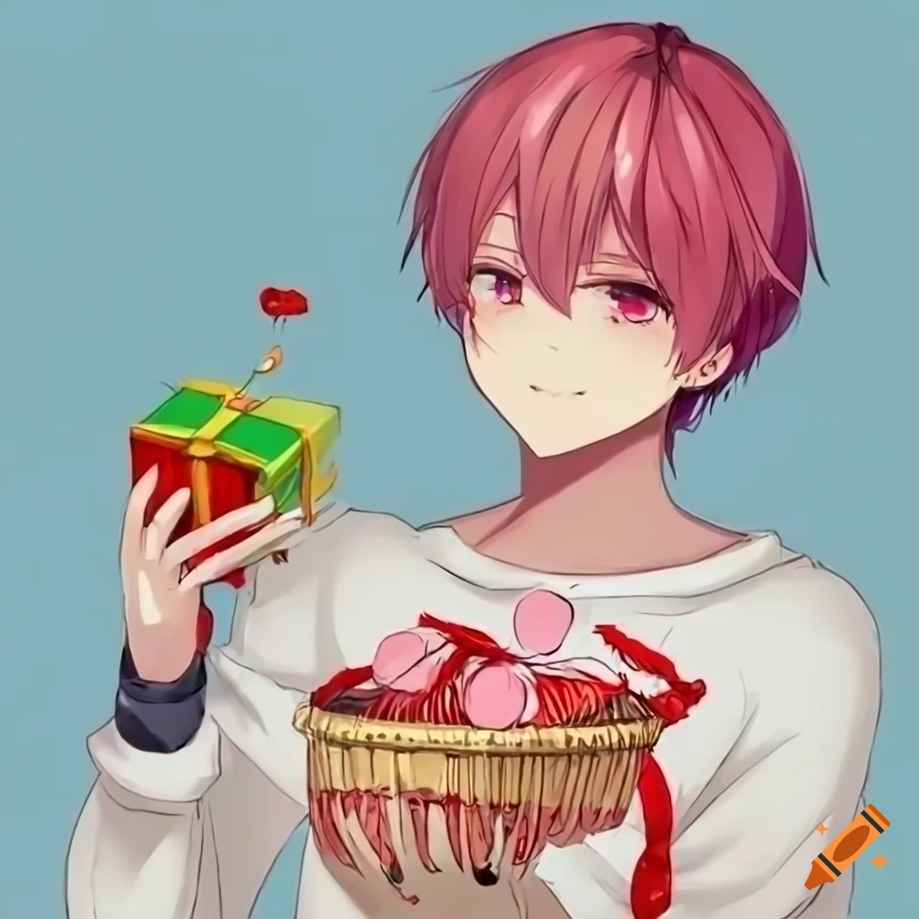 anime character offering a gift basket
